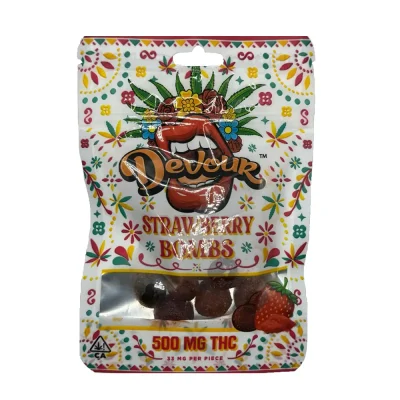 Devour Strawberry Bombs Gummies – 500mg THC